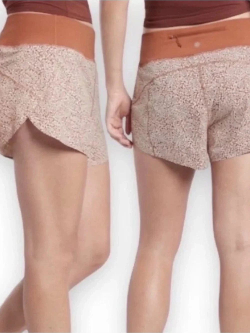 Athleta Run With It 3.5” Printed Shorts Burnt Rust Orange White Size xxs